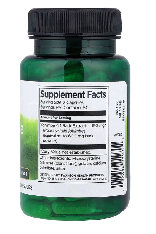 Yohimbe, 75 mg, 100 capsules -Swanson