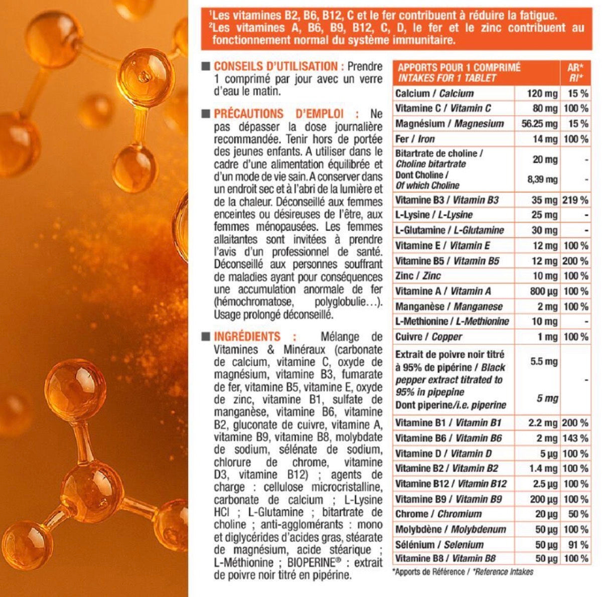 Vitamino+ Immunité, fatigue, Multivitamines et minéraux