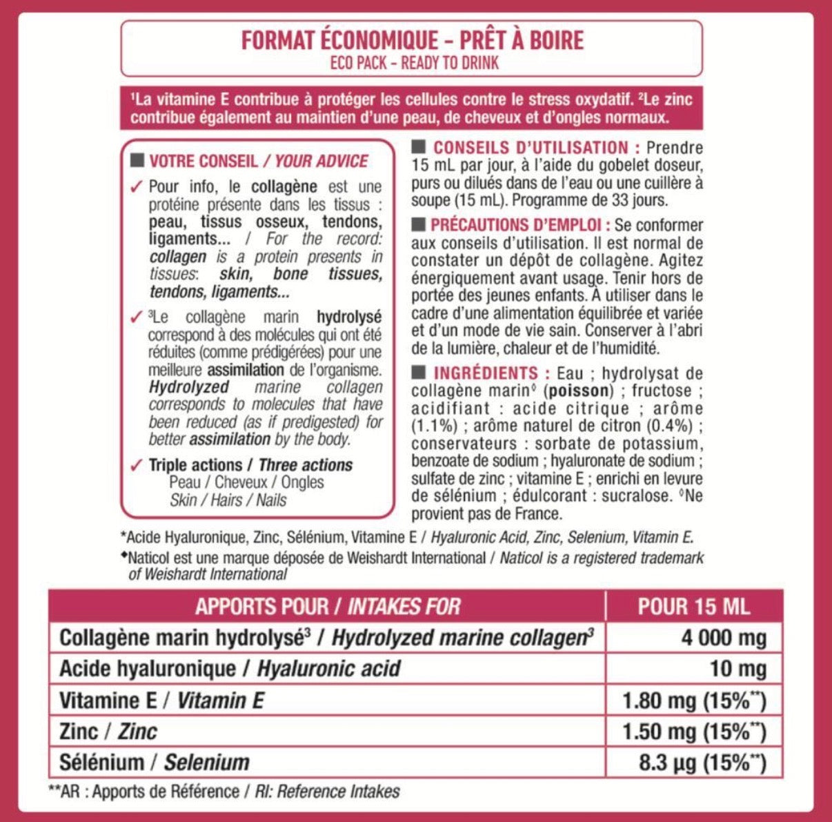 Pure Collagen + Formule Liquide Pêche - Citron