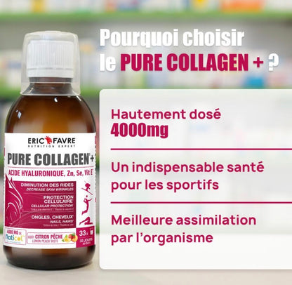 Pure Collagen + - Formule liquide 500 ml - Format éco Pêche - Citron