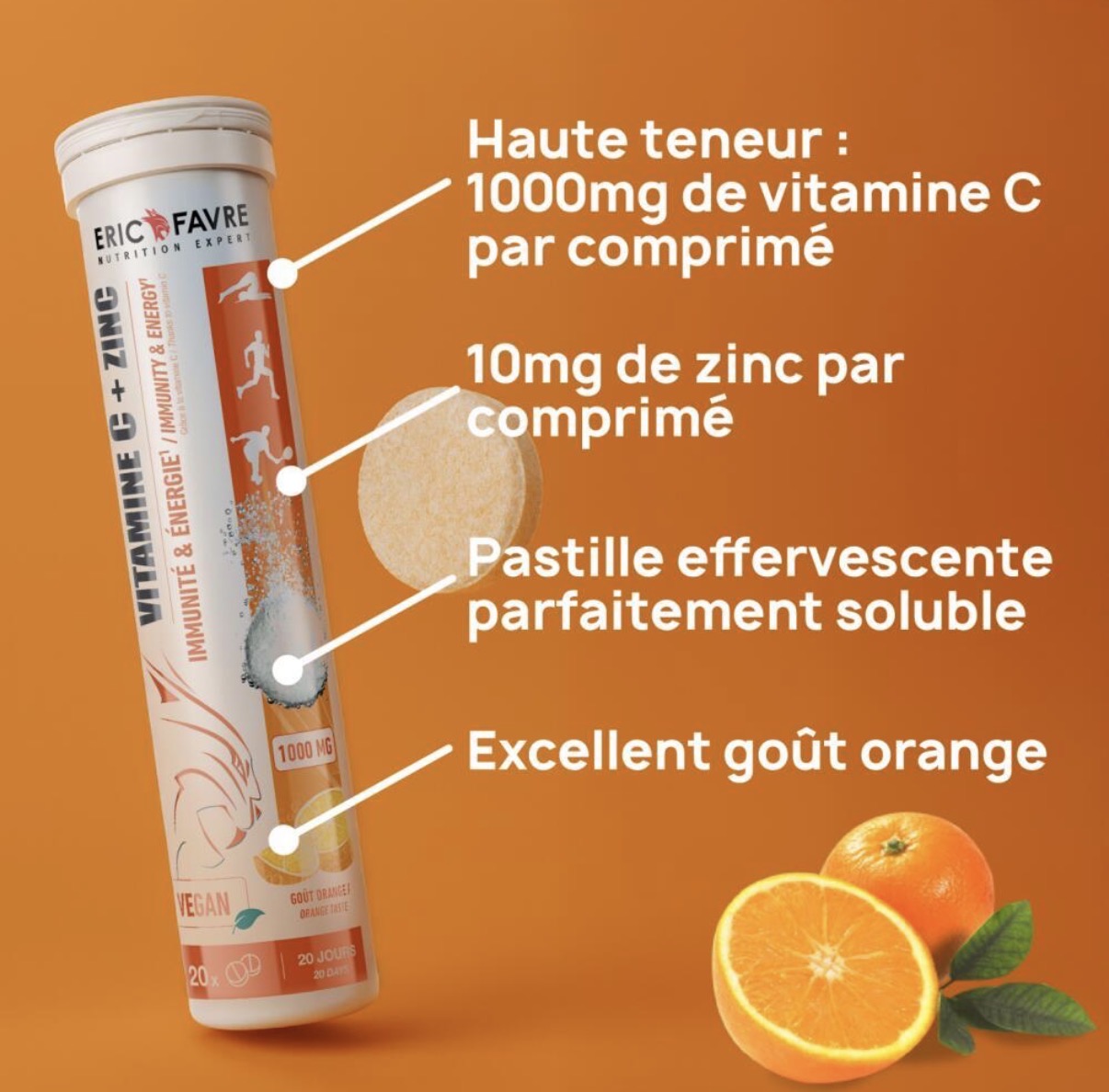 Vitamine C Effervescente Orange 20 comprimés