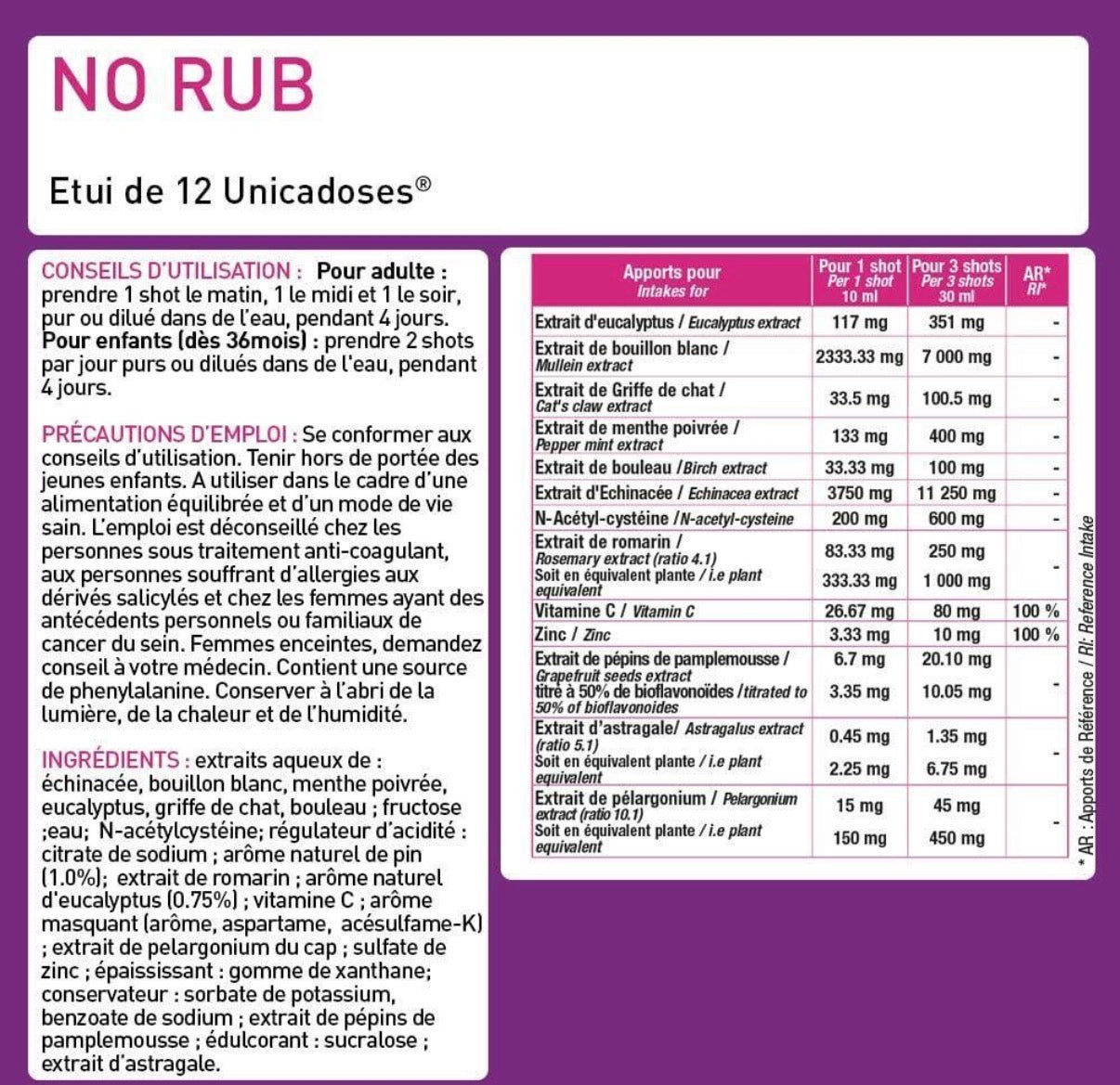 No Rub' Flash - Défenses naturelles1 Pack de 12 unités