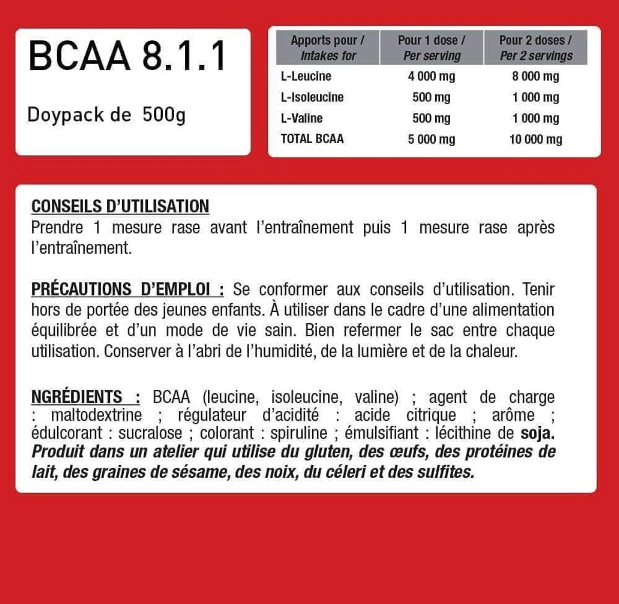 BCAA 8.1.1 ZERO Vegan 500gr