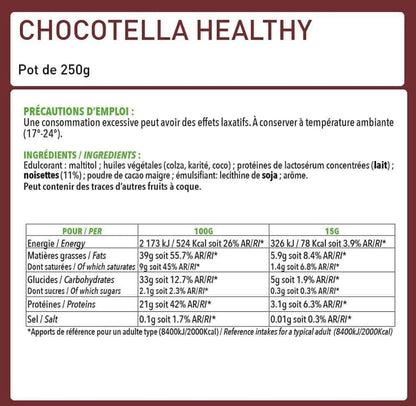 Chocotella Healthy - Pâte à tartiner protéinée Chocolat - Noisette 250g