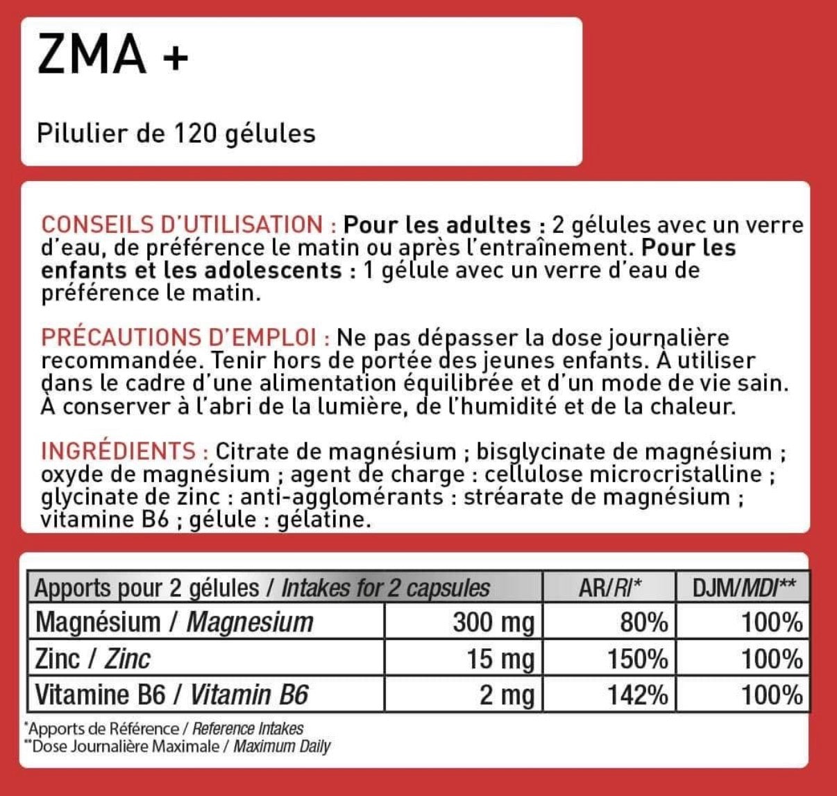 ZMA + 120 Gélules