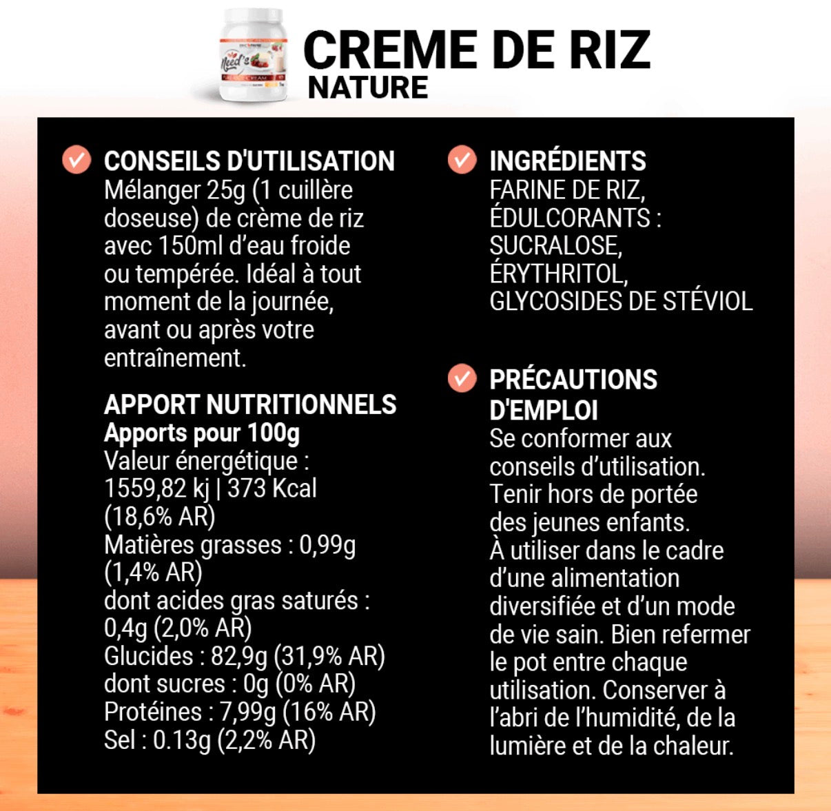 Need's Pure Rice Cream - Crème de riz 1kg