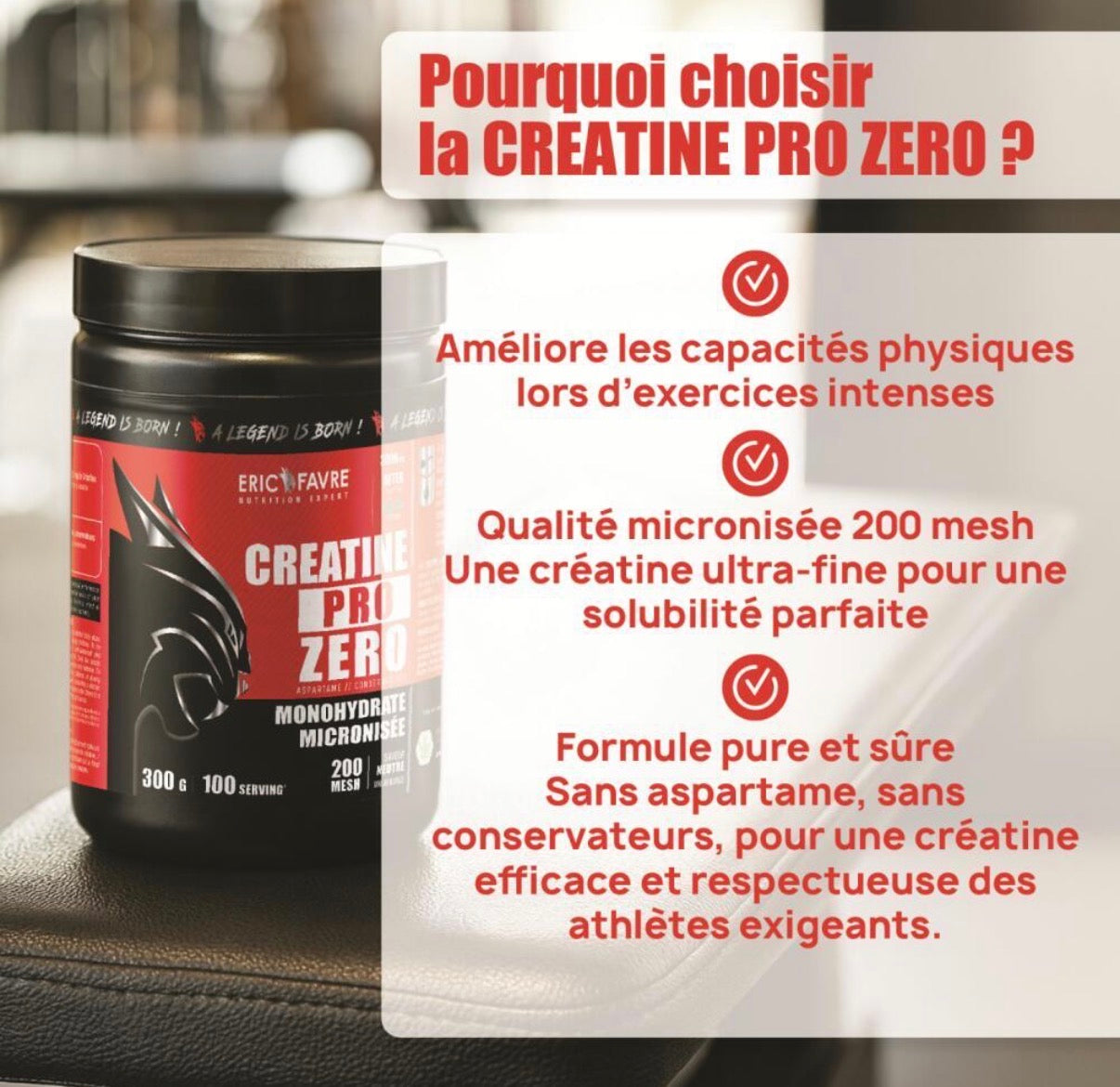 Pure Creatine 200 mesh - Créatine Pro Zero 300 G Naturel