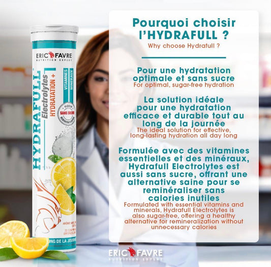 Hydrafull Electrolytes - Optimise l'hydration - Riche en minéraux Sport & Senior- Tube de 20 comprimés Citron 20 comprimés