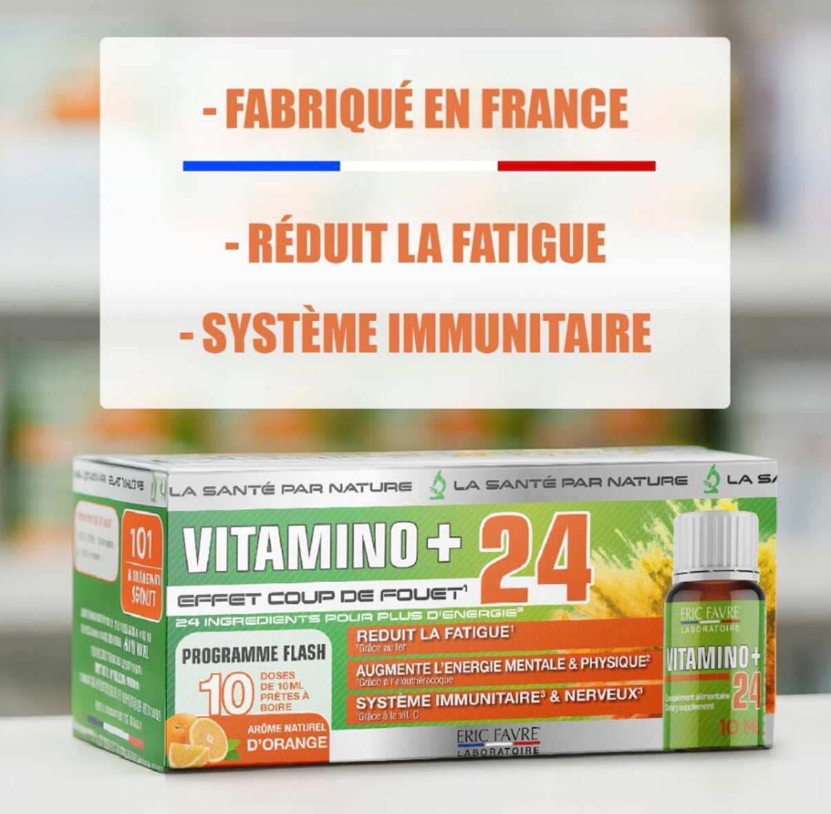 Vitamino + Unicadoses - Immunité, fatigue, multivitamines et minéraux Etui de 10 unités