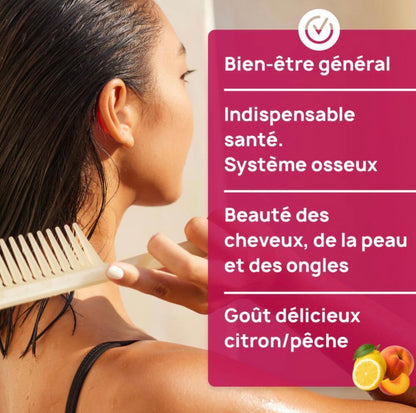 Pure Collagen + - Formule liquide 500 ml - Format éco Pêche - Citron