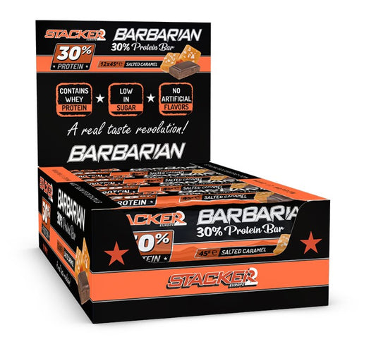 Barbarian 30% Protein Bar, Salted Caramel - 12 x 45g
